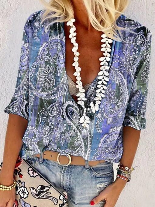 V -neck Printing Leisure Resort Shirt