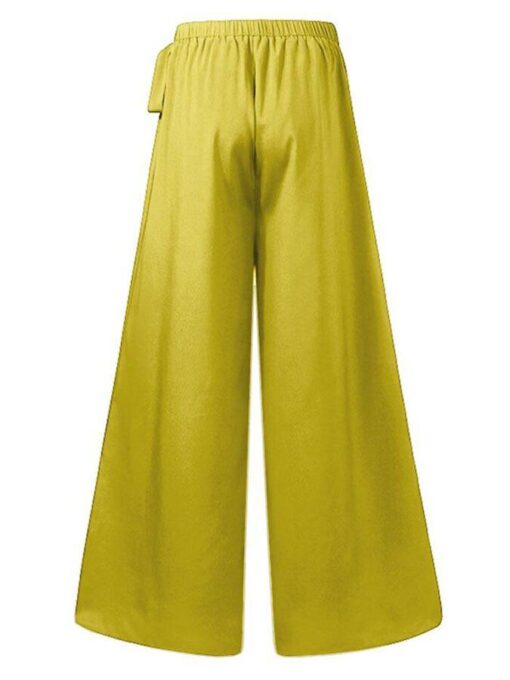 Solid Color Lace-Up Wide-Leg Pants - Image 6