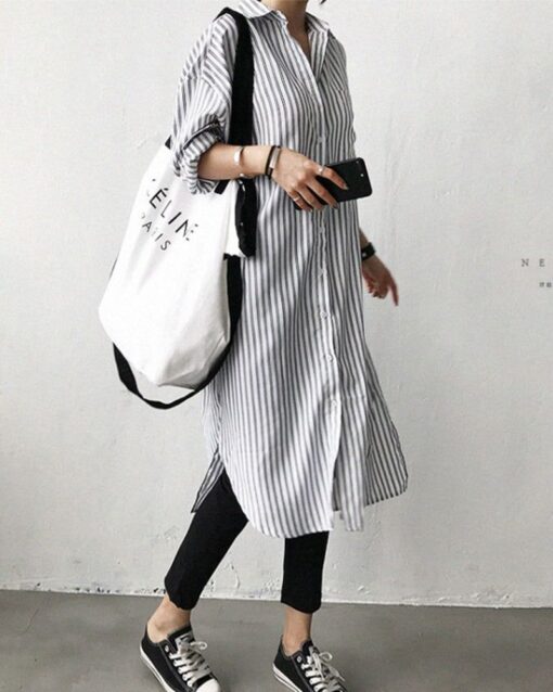 Striped Shirt Dress - Image 4