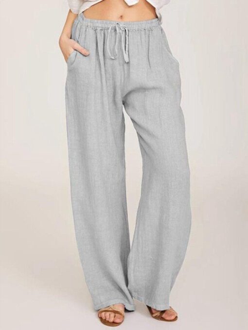 Women's casual cotton linen loose trousers - Image 2