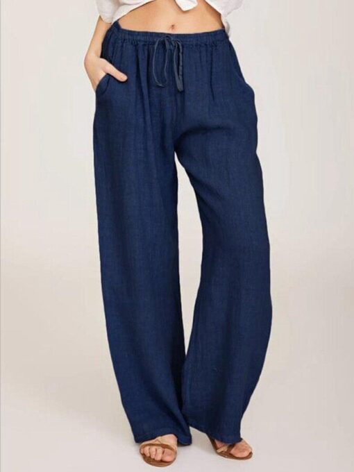 Women's casual cotton linen loose trousers - Image 3