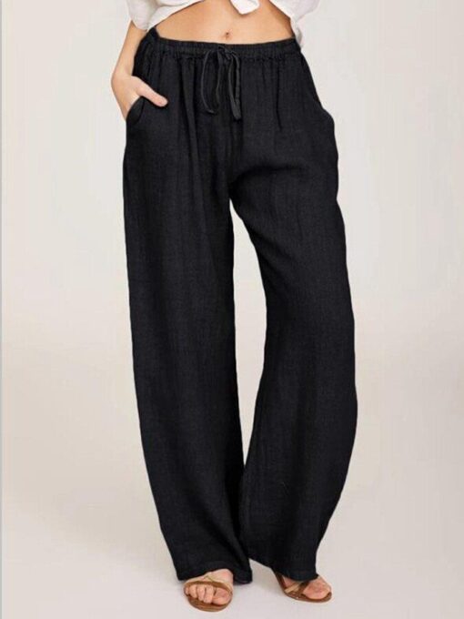 Women's casual cotton linen loose trousers - Image 4