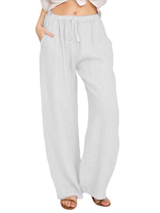 Women's casual cotton linen loose trousers - Image 5