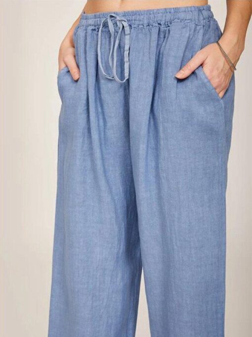 Women's casual cotton linen loose trousers - Image 7