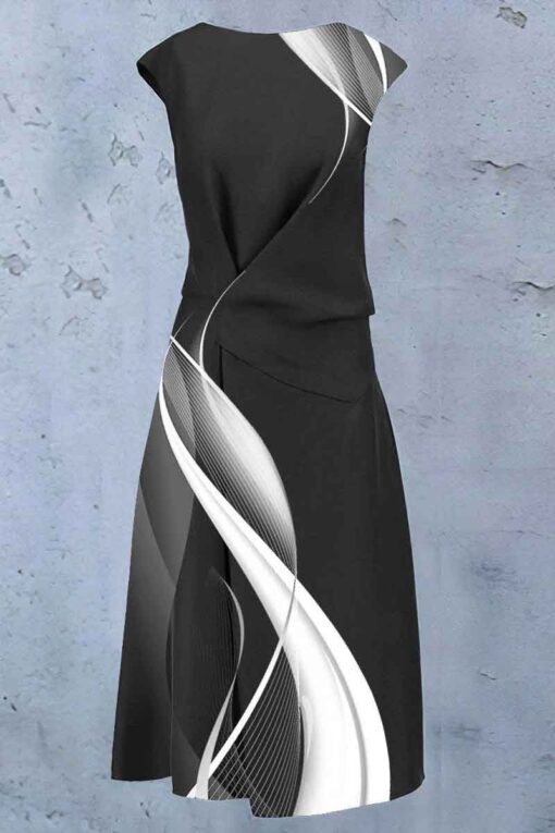 black and white Women's Leaf Artistic Design Print Maxi Dress