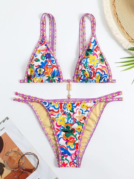 Split bikini retro ethnic sexy swimsuit - Image 2