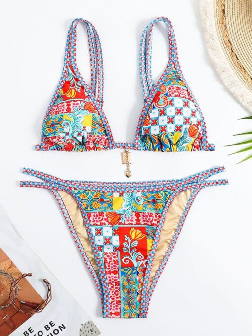 Split bikini retro ethnic sexy swimsuit