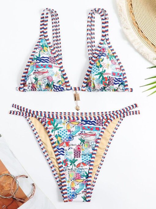 Split bikini retro ethnic sexy swimsuit - Image 3