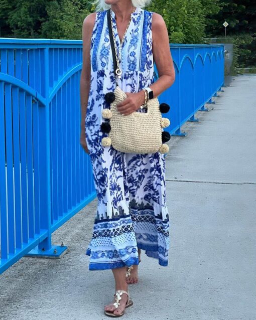 V-neck Bohemian Print Dress - Image 2