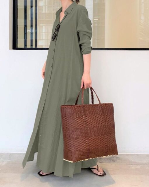 Casual Loose Shirt Maxi Dress