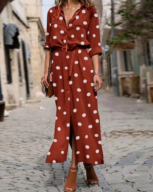 Polka Dot Print Dress (without Belt) - Image 2