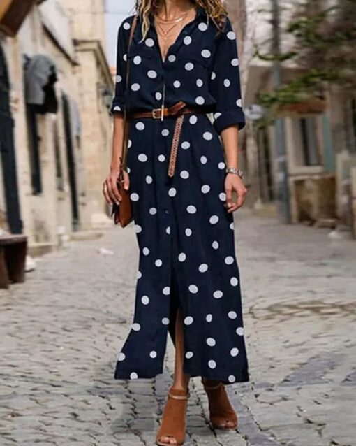 Polka Dot Print Dress (without Belt) - Image 4