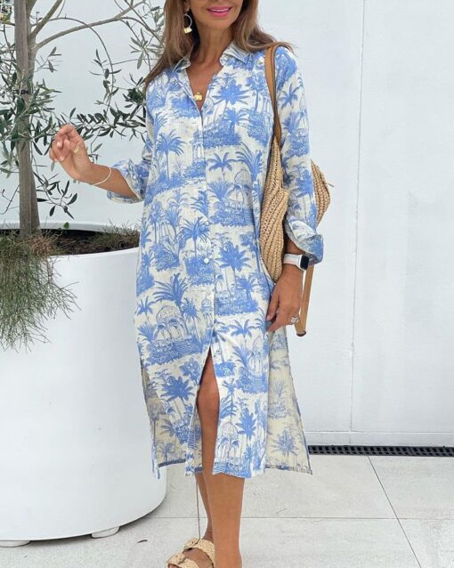 Printed Resort Style Blouse Dress - Image 2