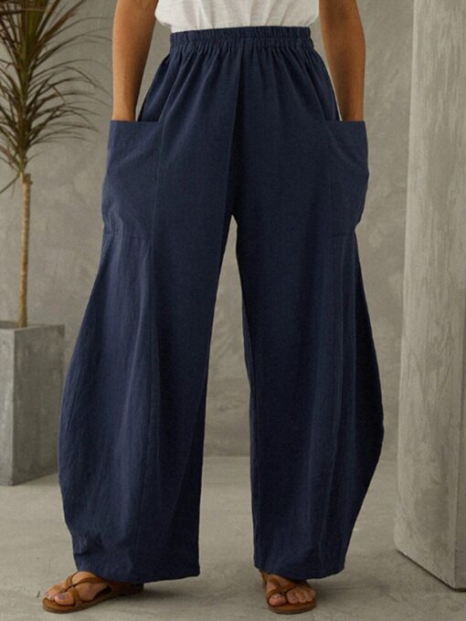 Women's Pure Color Cotton Casual Pants - Image 2