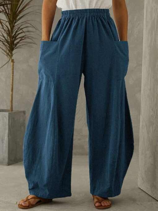 Women's Pure Color Cotton Casual Pants - Image 3