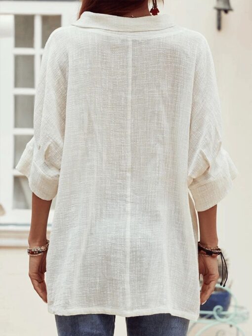 Women's Simple Cotton Linen Collar Loose Shirt - Image 4