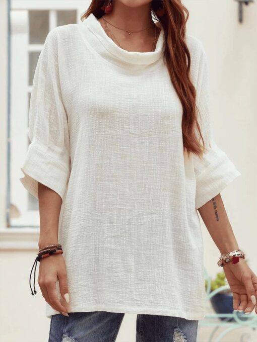 Women's Simple Cotton Linen Collar Loose Shirt - Image 2