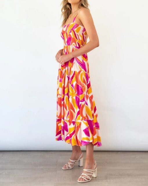 Multi-color print dress with straps and strapless - Image 2