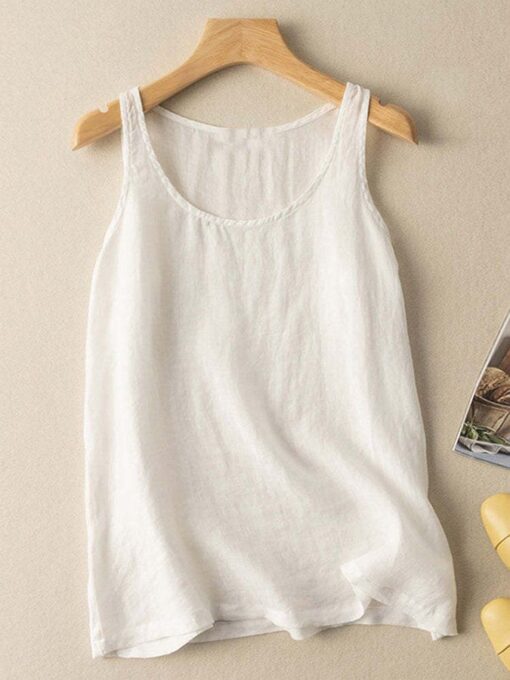 Women's Cotton Linen Sleeveless Casual Vest - Image 8