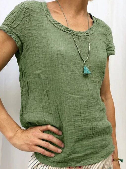 women's cotton and linen plain casual top