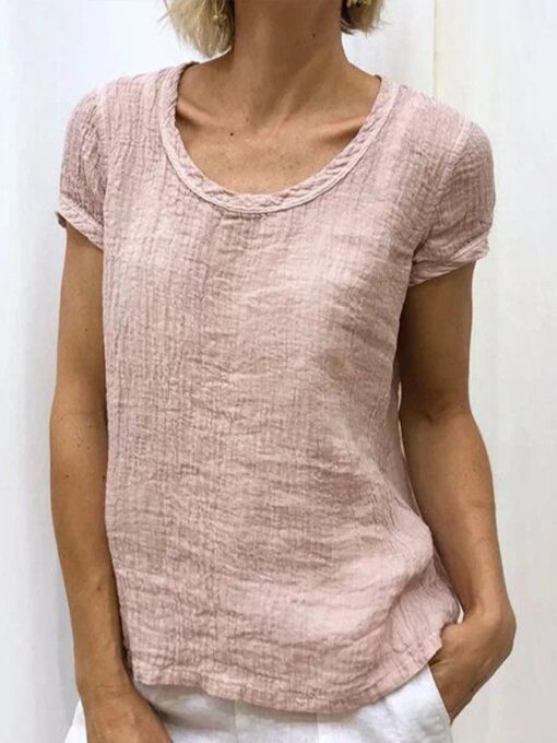 women's cotton and linen plain casual top - Image 5