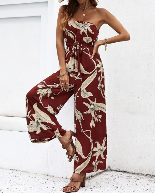 Casual Strapless Print Jumpsuit - Image 2