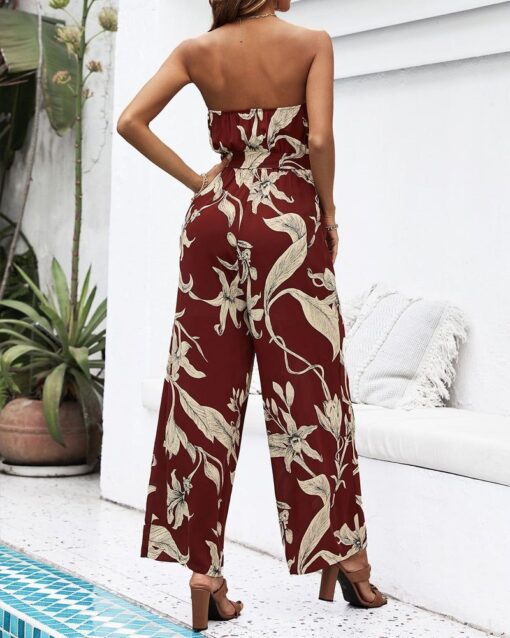 Casual Strapless Print Jumpsuit - Image 5