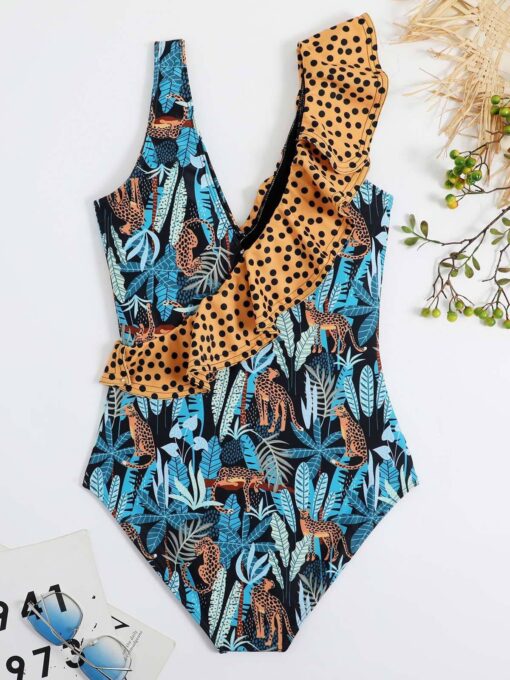 Leopard Ruffle Swimsuit Two-Piece Set - Image 4