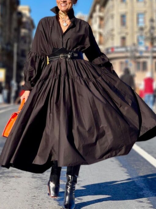 Black V Neck Classy Maxi Dress - Image 2