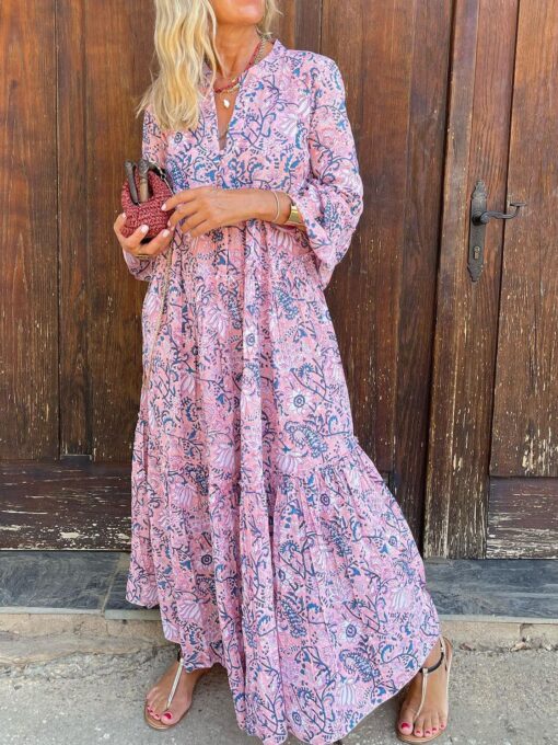 Floral Comfy Vacation Maxi Dress - Image 4