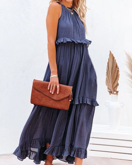 Irregular Cake Skirt Sleeveless Long Dress - Image 5