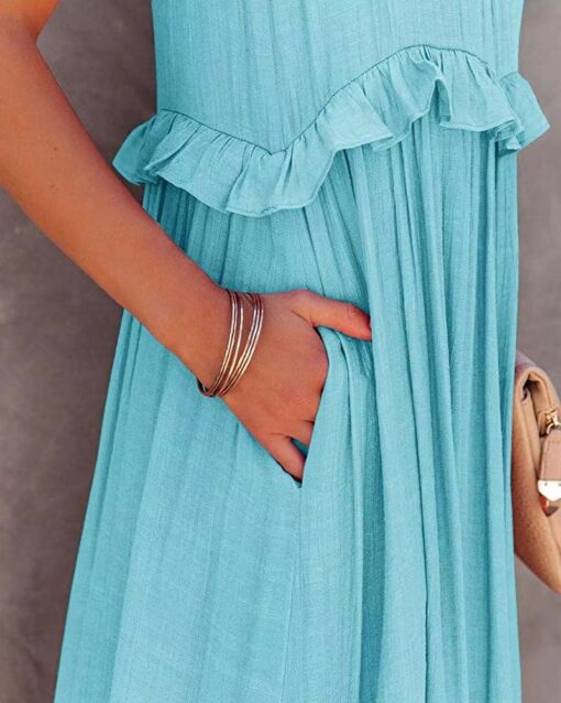 Irregular Cake Skirt Sleeveless Long Dress - Image 9