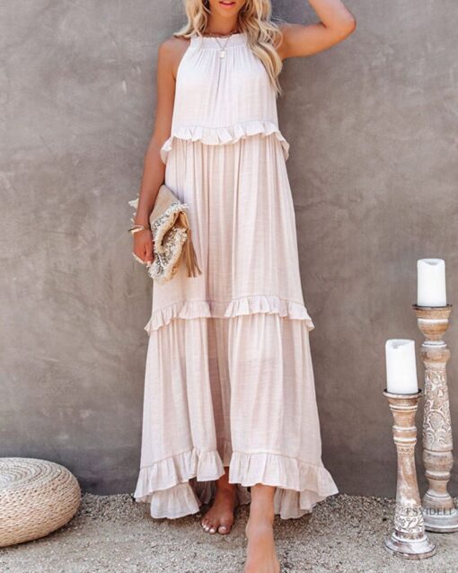 Irregular Cake Skirt Sleeveless Long Dress - Image 10