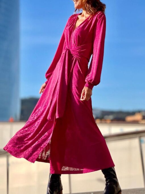 Long Sleeve V Neck Classy Maxi Dress - Image 2