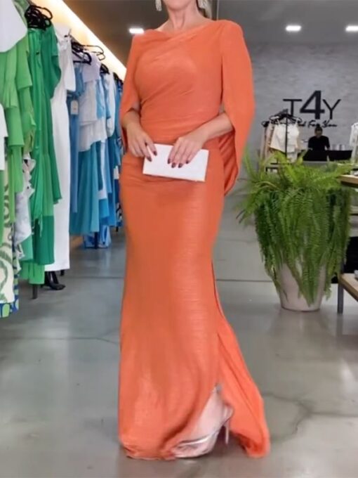 Solid Color Short Sleeves V-Neck Maxi Dresses - Image 2