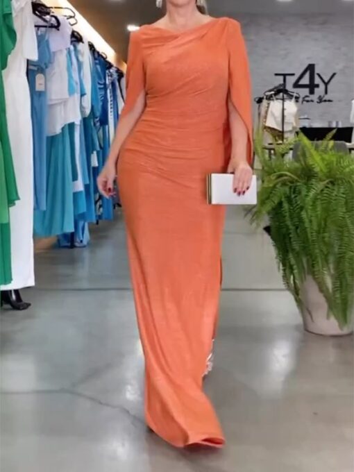 Solid Color Short Sleeves V-Neck Maxi Dresses