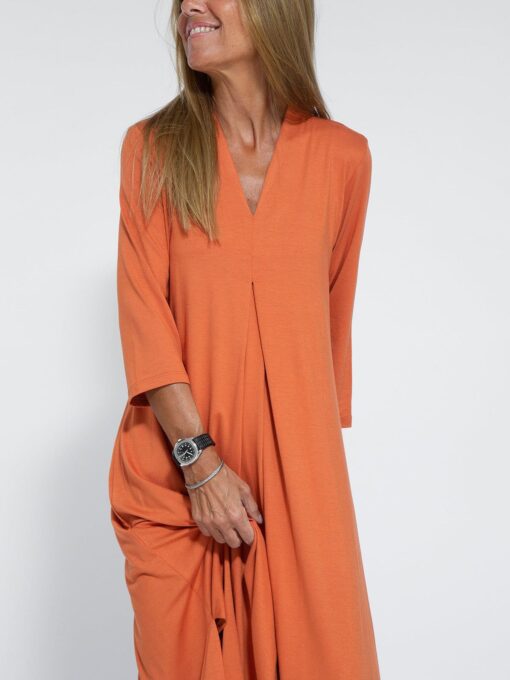 Women Casual V Neck Solid Color Maxi Dress - Image 4