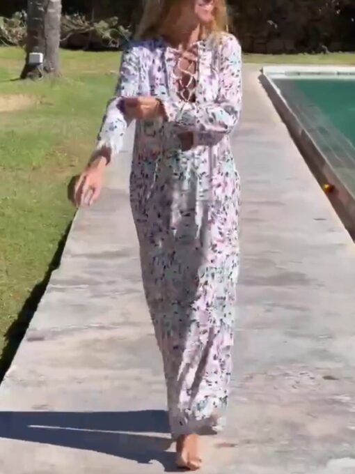 Women Vacation Long Sleeve Maxi Dress - Image 3