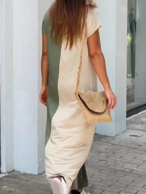 Women's Casual Colorblock Maxi Dress - Image 4