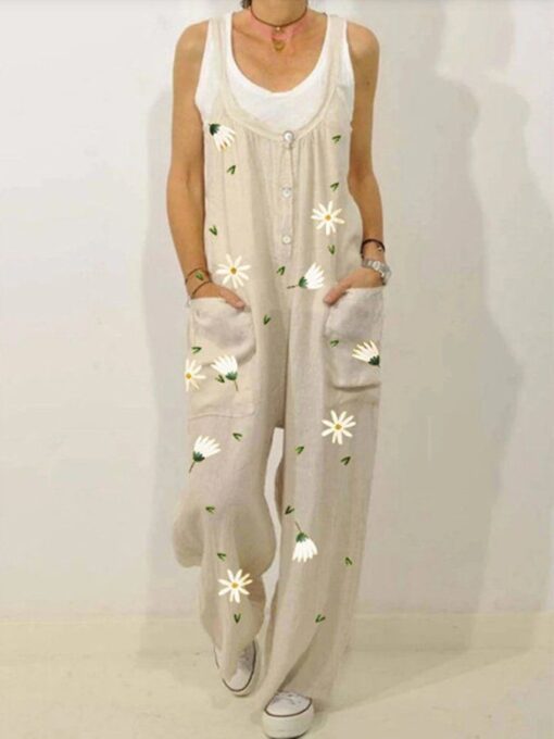 Women's Printed Casual Loose Strap Jumpsuit - Image 2