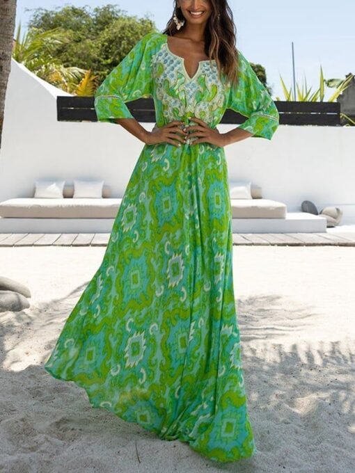 Chiffon Bohemian Print Resort Dress