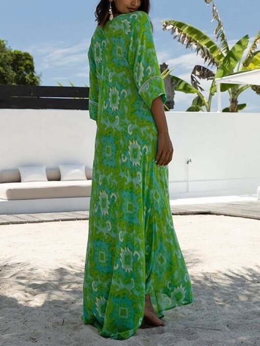 Chiffon Bohemian Print Resort Dress - Image 3