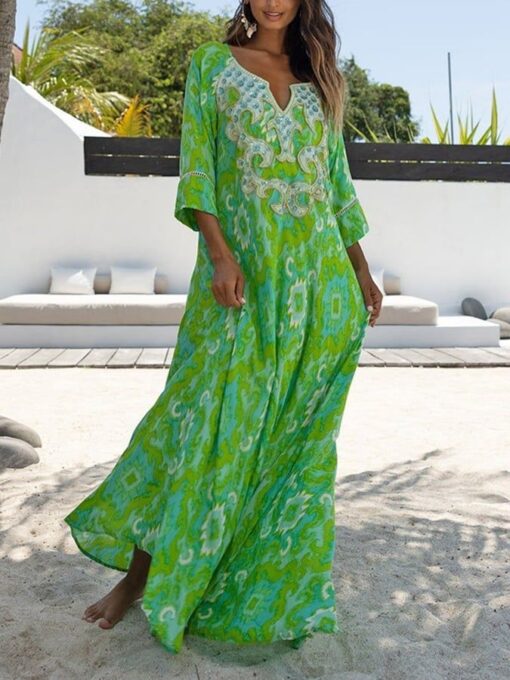 Chiffon Bohemian Print Resort Dress - Image 2