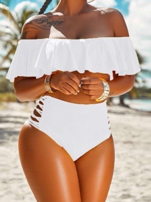 Women's Off-the-Shoulder Ruffled Off-Waist Split Swimsuit - Image 2