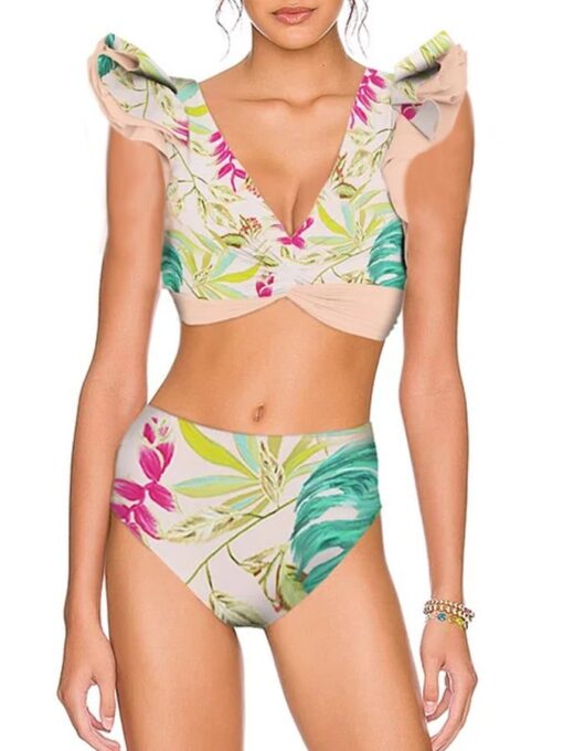 Botanical Print Bikini and Skirt - Image 2