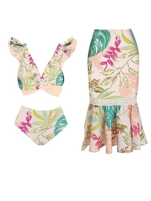 Botanical Print Bikini and Skirt