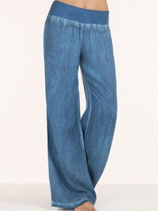 Women's Comfortable Stretch Denim Casual Wide Leg Pants - Image 4