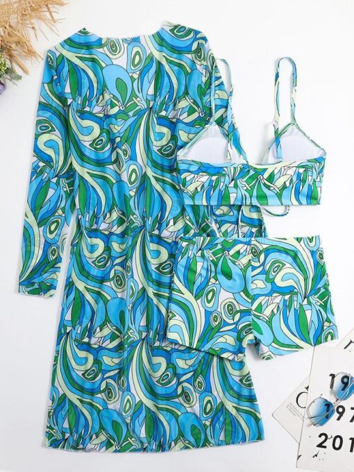 Fashion sexy three-piece printed blouse bikini suit - Image 14