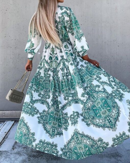 V-neck Long Boho Print Maxi Dress - Image 8