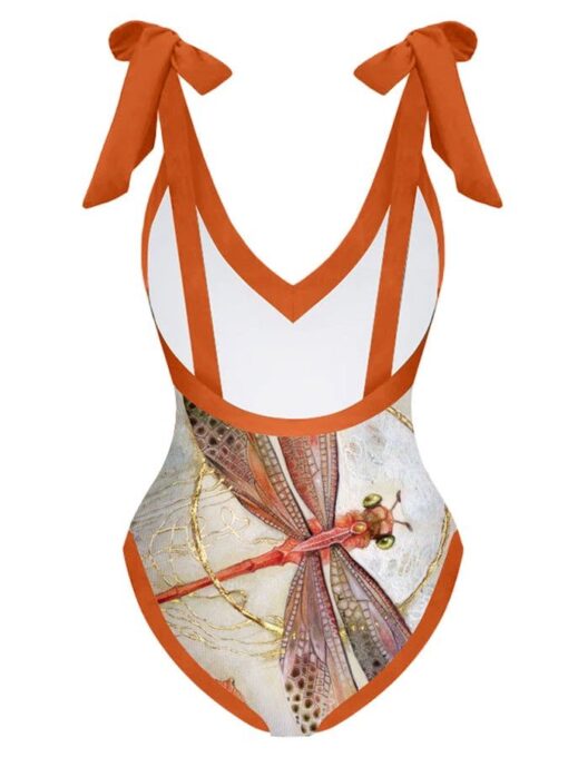 Fashion Print V-Neck One Piece Swimsuit Set - Image 7